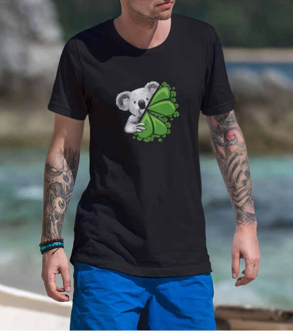 Lucky Koala With Irish Clover And Shamrocks T-Shirt