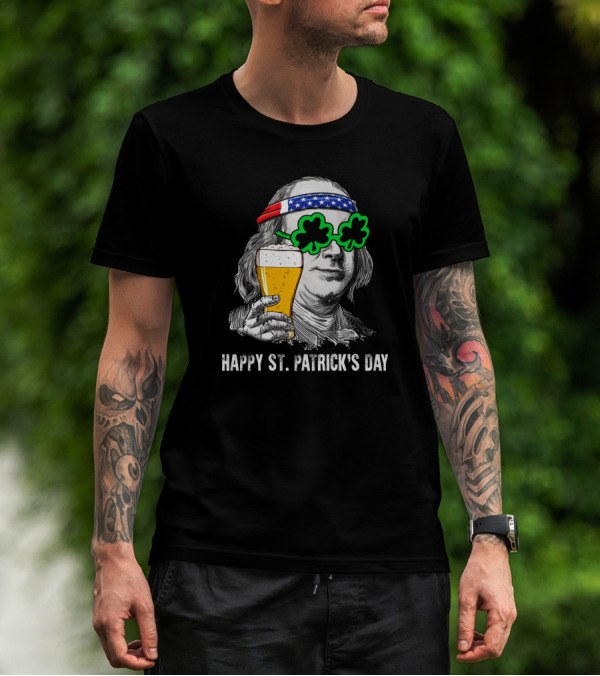 Happy St. Patrick's Day George Washington Beer Clover Glasses T-Shirt