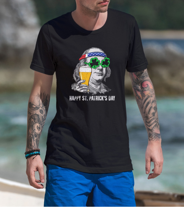 Happy St. Patrick's Day George Washington Beer Clover Glasses T-Shirt