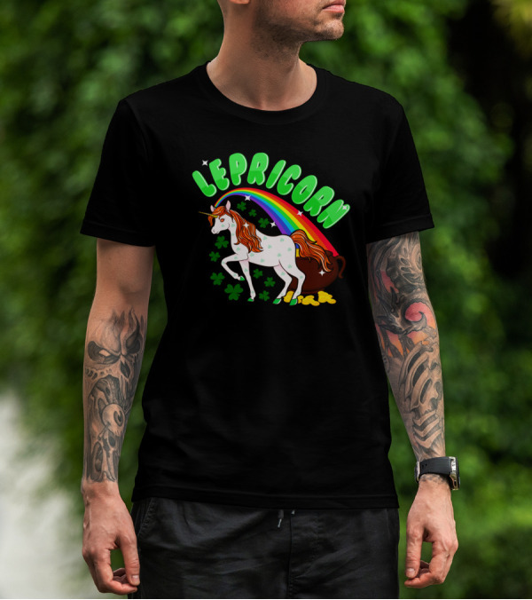 Lepricorn St Patricks Day Unicorn Rainbow Clover Pot Of Gold T-Shirt