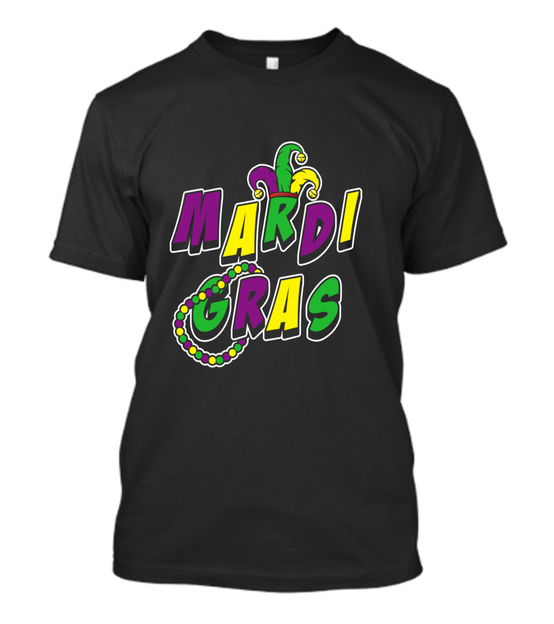Mardi Gras Jester Hat And Beads T-Shirt