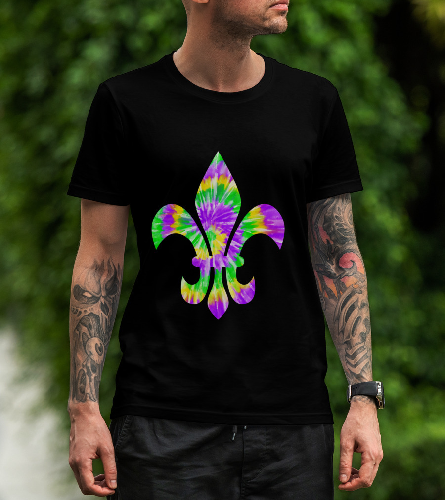 Mardi Gras Tie-Dye Fleur De Lis T-Shirt