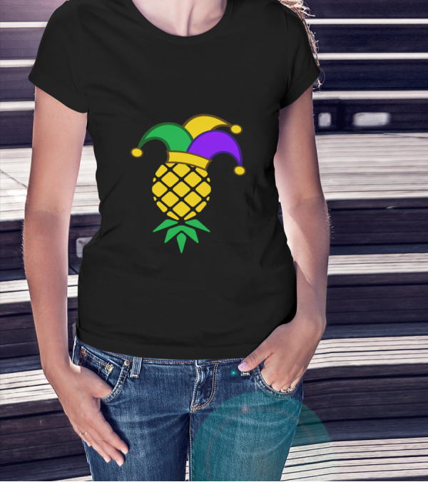 Upside Down Pineapple Jester Hat Mardi Gras T-Shirt