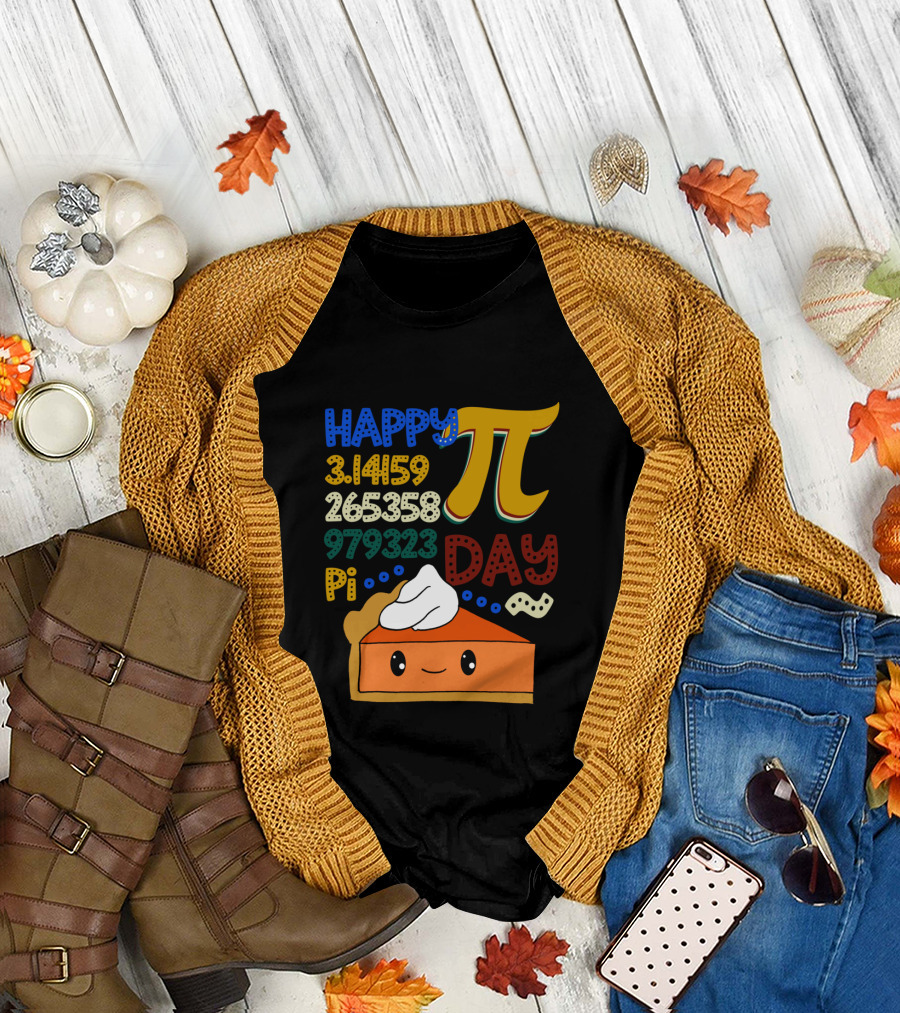 Happy Pi Day Kawaii Pumpkin Pie 3.14159 Vintage Math T-Shirt