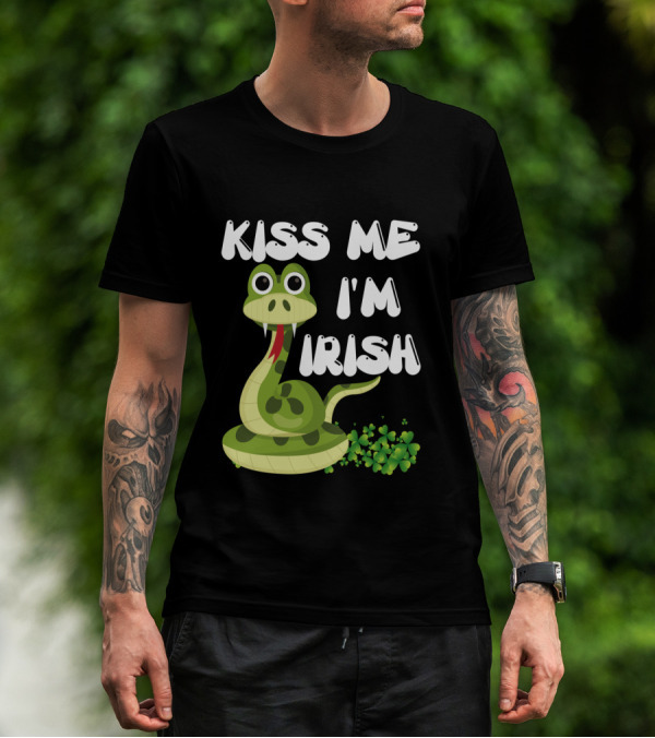 Kiss Me I'm Irish Snake With Shamrocks T-Shirt