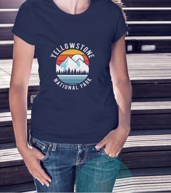 Yellowstone National Park Mountain Sunset Adventure T-Shirt