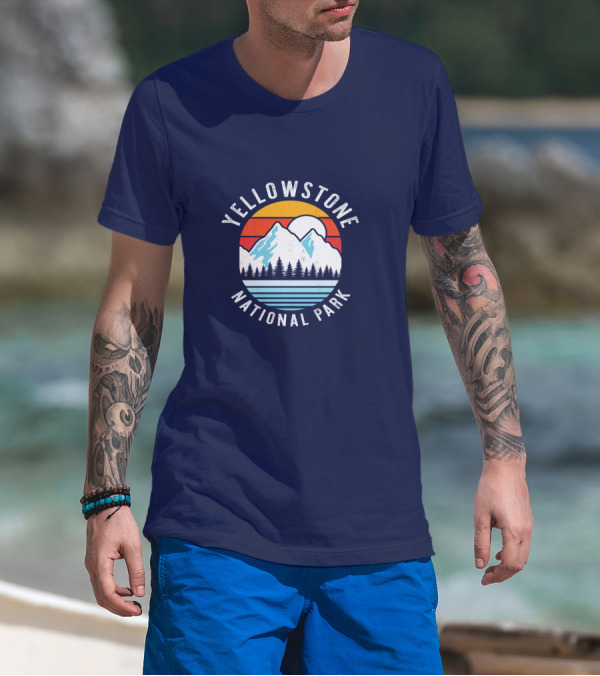 Yellowstone National Park Mountain Sunset Adventure T-Shirt