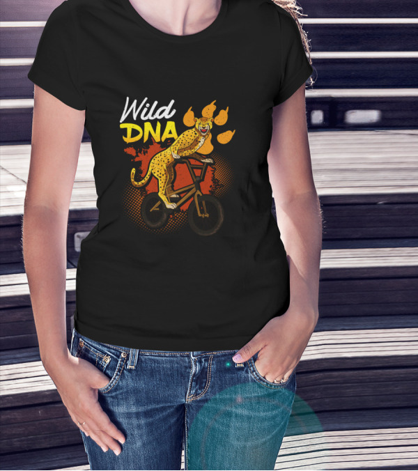 Wild DNA Bicycle Cheetah Biker Wildlife Lover T-Shirt