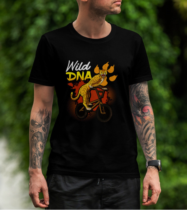 Wild DNA Bicycle Cheetah Biker Wildlife Lover T-Shirt