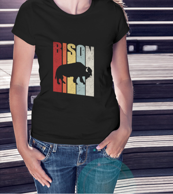 Bison American Buffalo Vintage Wildlife Retro T-Shirt