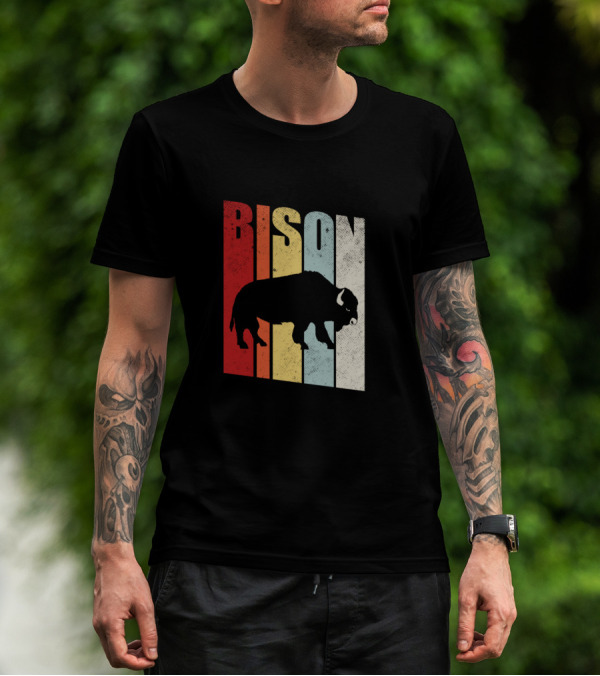 Bison American Buffalo Vintage Wildlife Retro T-Shirt