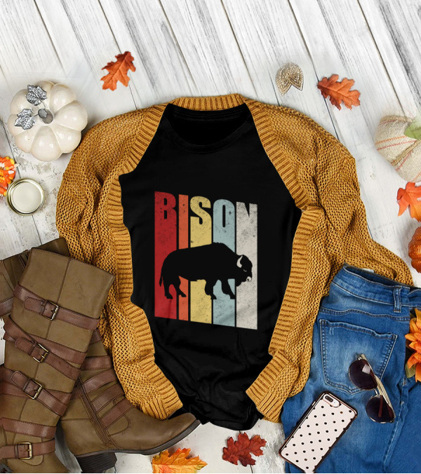 Bison American Buffalo Vintage Wildlife Retro T-Shirt