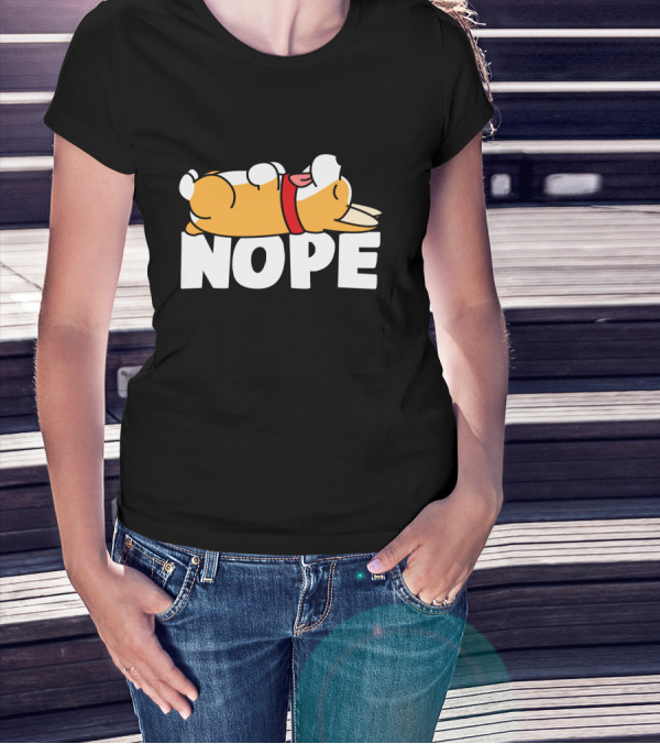 Napping Corgi Nope Lazy Dog Lover Funny T-Shirt