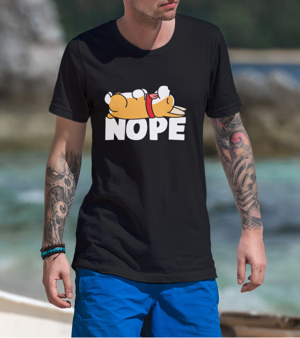 Napping Corgi Nope Lazy Dog Lover Funny T-Shirt