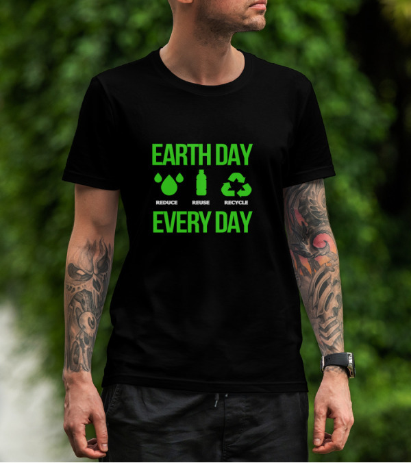 Earth Day Every Day Reduce Reuse Recycle Eco Icons T-Shirt