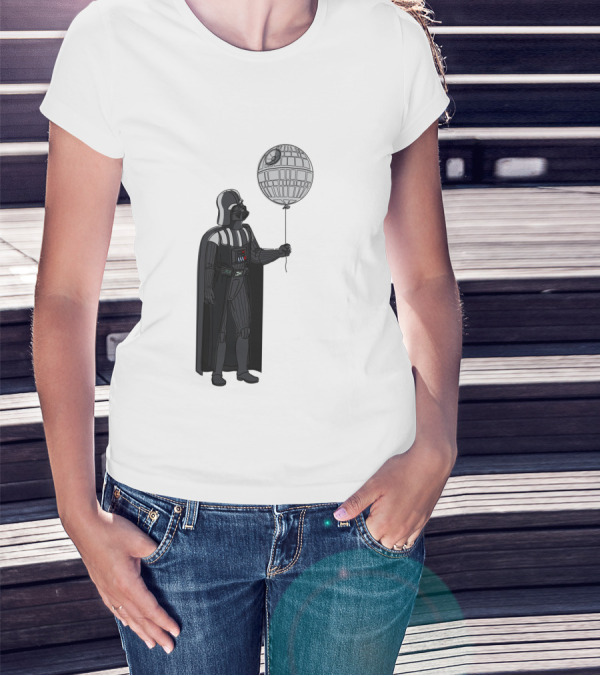 Darth Vader Holding Death Star Shaped Balloon T-Shirt