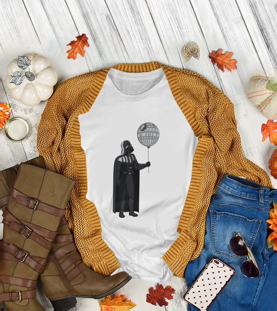 Darth Vader Holding Death Star Shaped Balloon T-Shirt