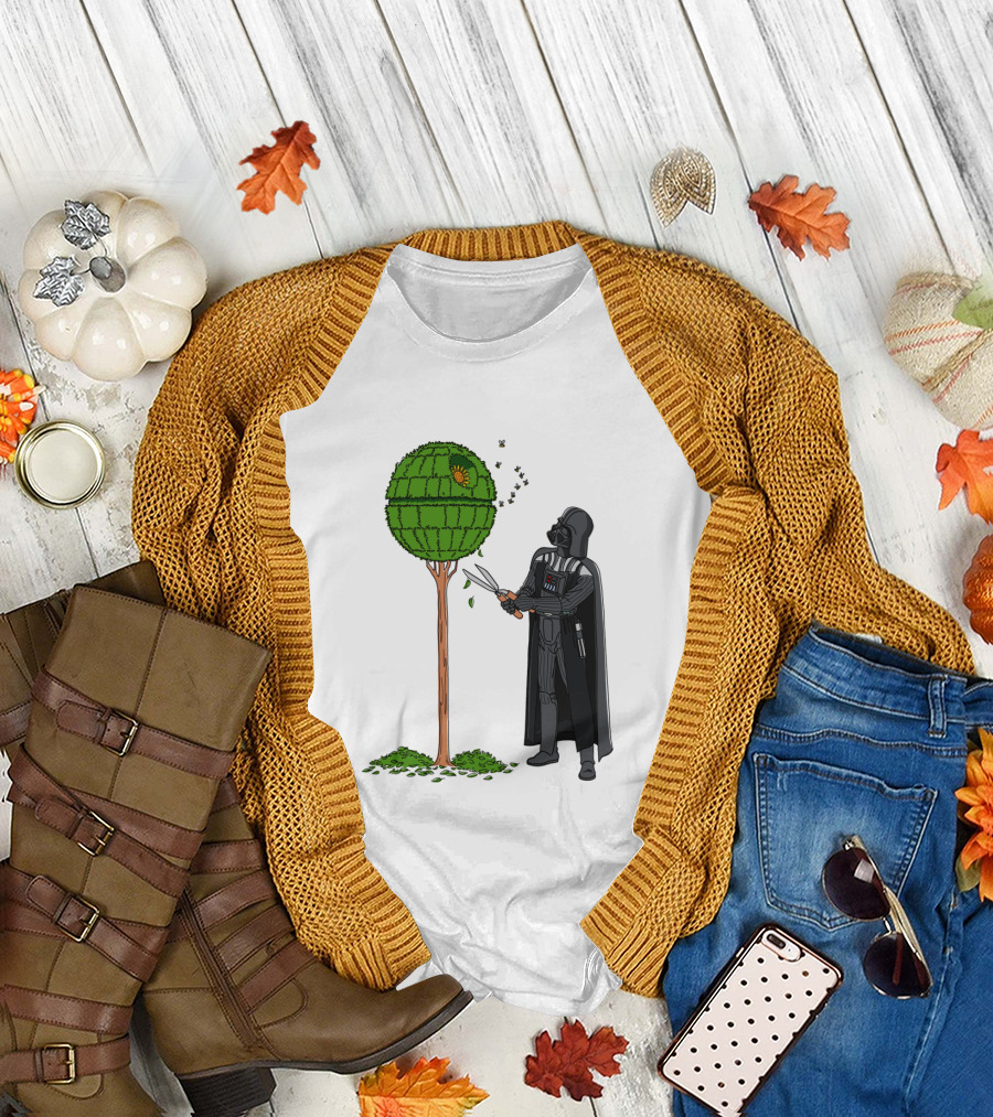 Darth Vader Pruning Death Star Topiary with Hedge Clippers T-Shirt