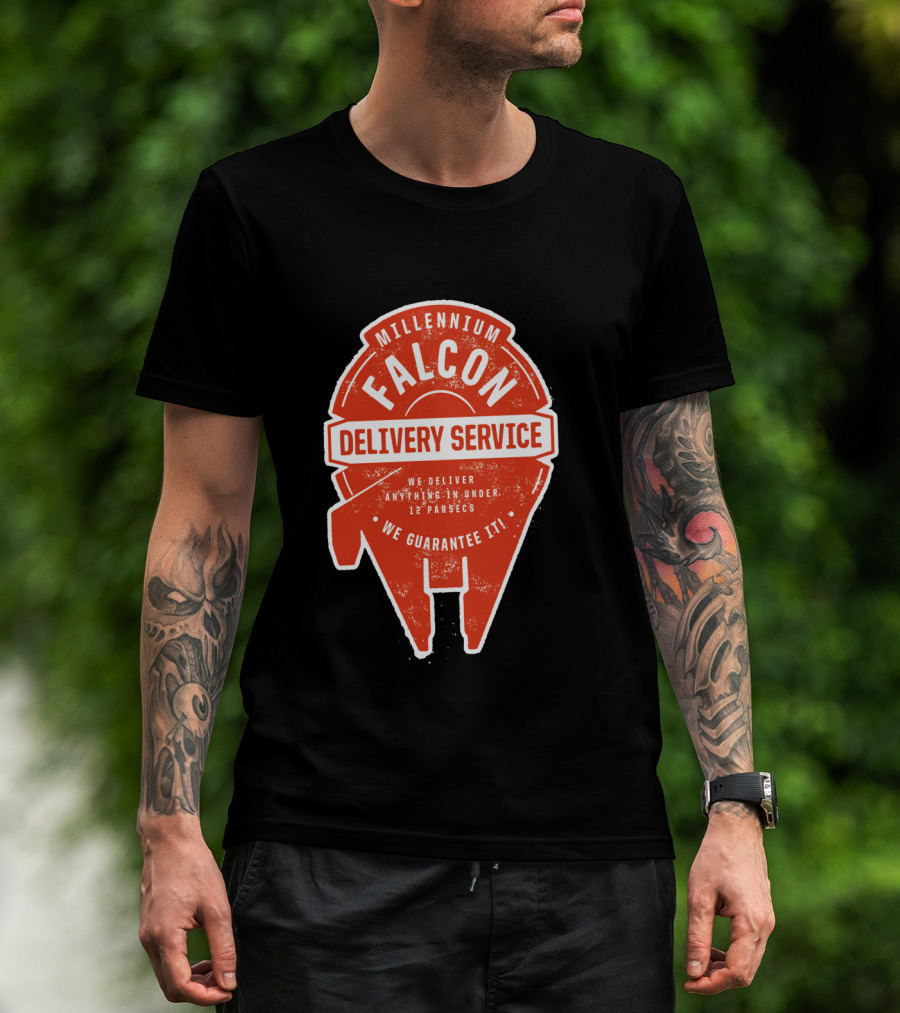 Millennium Falcon Delivery Service We Deliver Anything In Under 12 Parsecs We Guarantee It T-Shirt