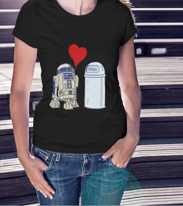 Star Wars R2 D2 Heart Trash Can Love T-Shirt