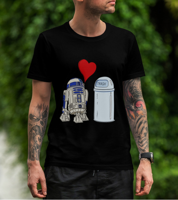 Star Wars R2 D2 Heart Trash Can Love T-Shirt