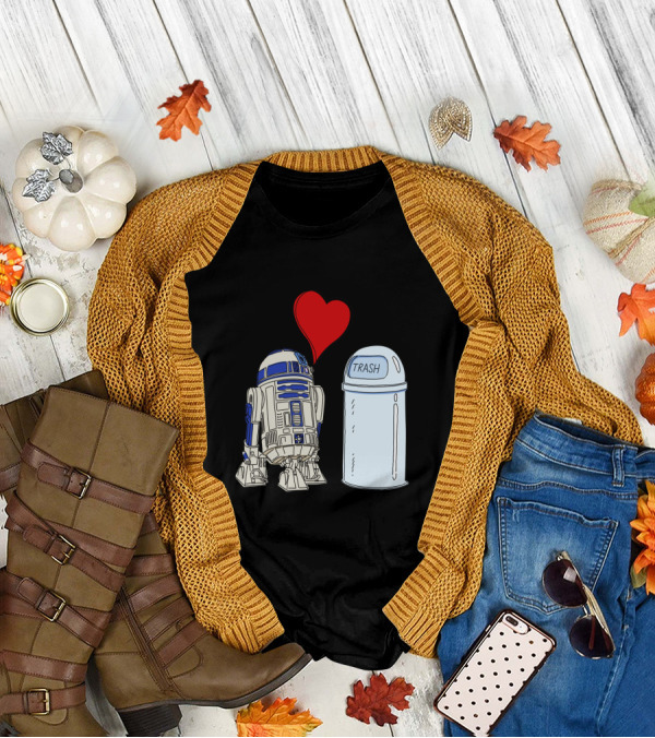 Star Wars R2 D2 Heart Trash Can Love T-Shirt