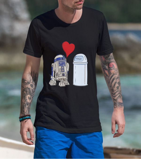 Star Wars R2 D2 Heart Trash Can Love T-Shirt
