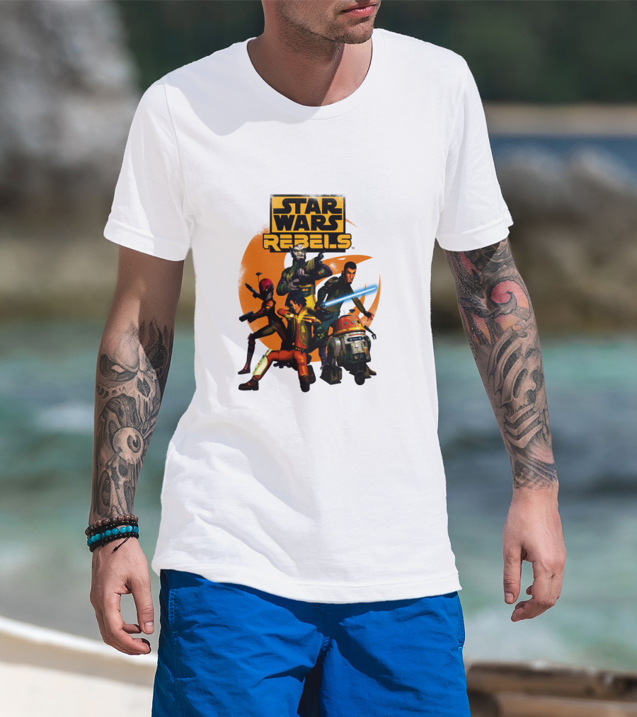 Star Wars Rebels The Good Guys Characters Group Action Scene T-Shirt