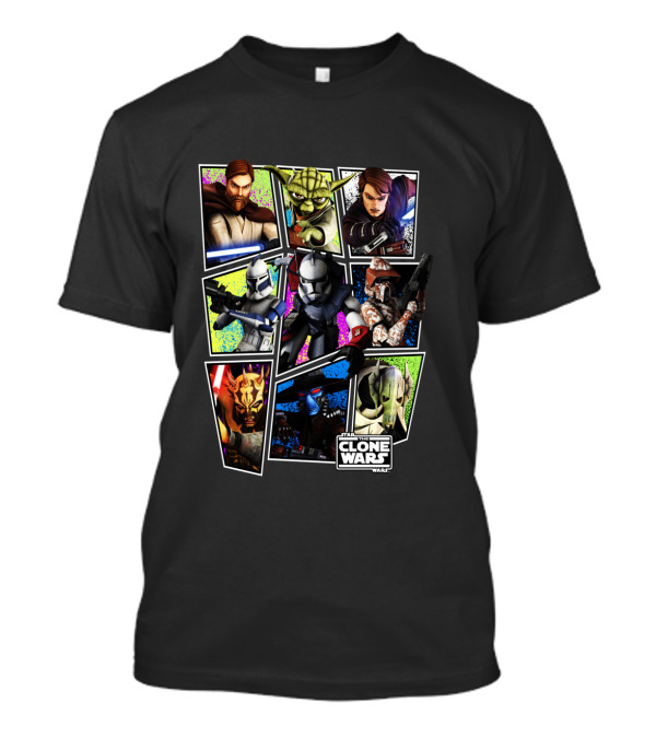 The Clone Wars Obi-Wan Yoda Anakin Troopers Maul Grievous Wampa Group Panel T-Shirt