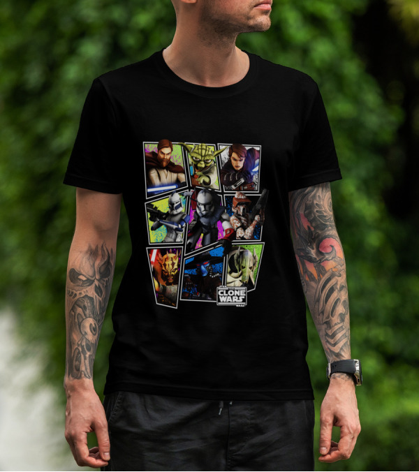 Star Wars The Clone Wars Character Panels Jedi Sith Clones T-Shirt