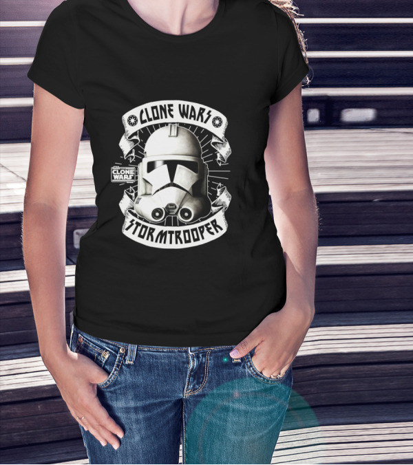 Clone Wars Stormtrooper Helmet Banners Star Wars Badges T-Shirt