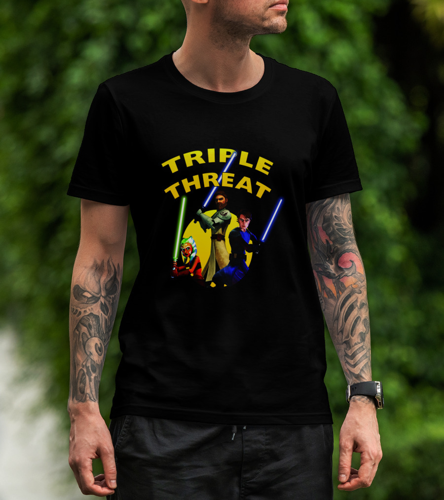Star Wars The Clone Wars Jedi Trio Triple Threat T-Shirt