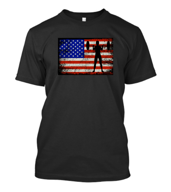 American Flag Weightlifting Female T-Shirt