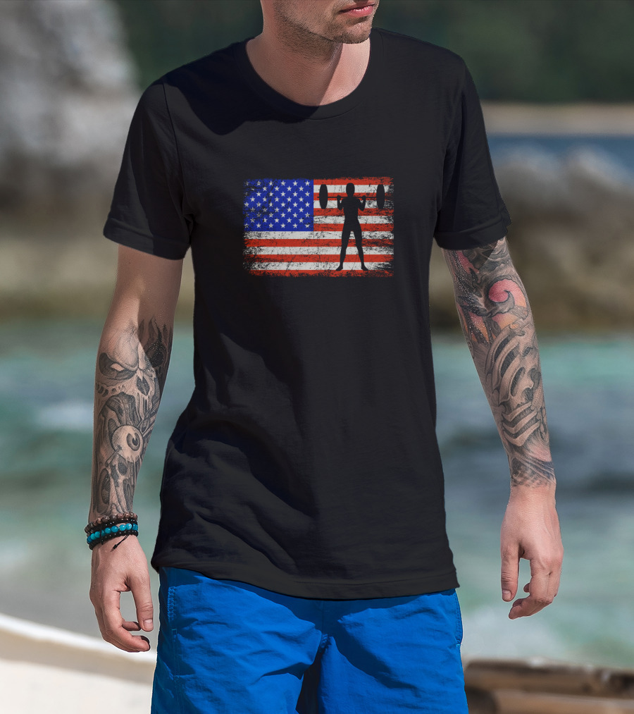 American Flag Weightlifting Female T-Shirt