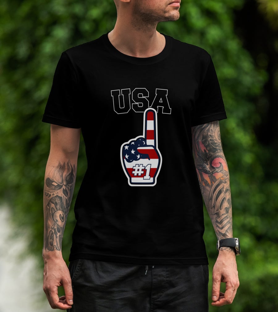 USA #1 Patriotic Foam Finger T-Shirt