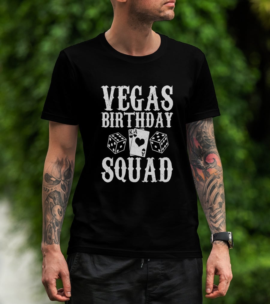 Vegas Birthday Squad Matching Group Outfit Gambling Cards Dice T-Shirt