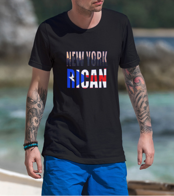 New York Rican Puerto Rico Heritage Flag Skyline T-Shirt