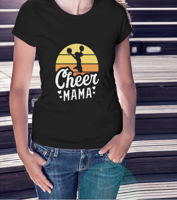 Retro Sunset Cheer Mama Cheerleader Mom T-Shirt
