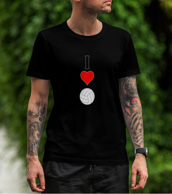 Vertical I Love Heart Volleyball T-Shirt