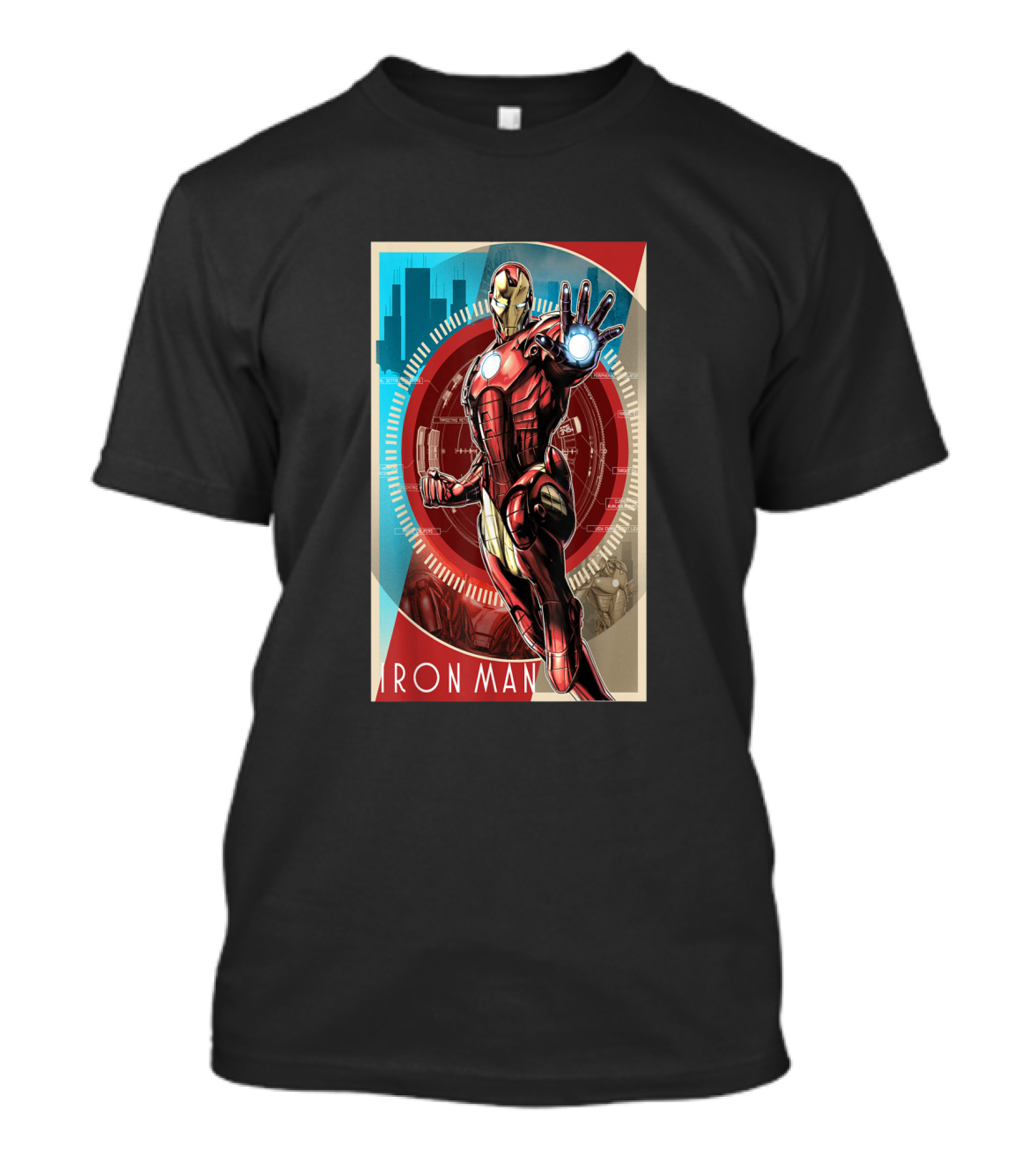 Marvel Iron Man Vintage Tech Futuristic Cityscape T-Shirt