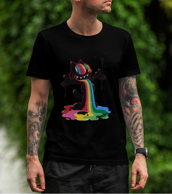 Felix The Cat Rainbow Splatter Art By Zed1 T-Shirt