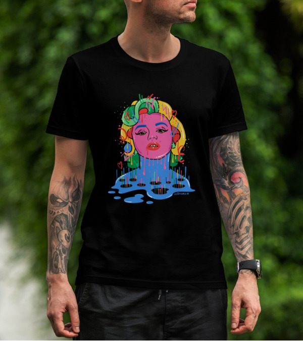 Marylin Monroe Trippy Monroe Vibrant Pop Art By Santlov T-Shirt