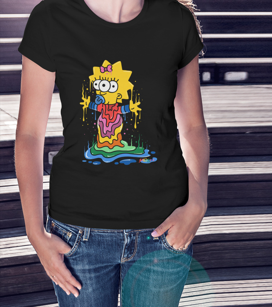 Melting Three Eyed Maggie Simpson Dripping Psychedelic Colors By Sh0ck9r T-Shirt