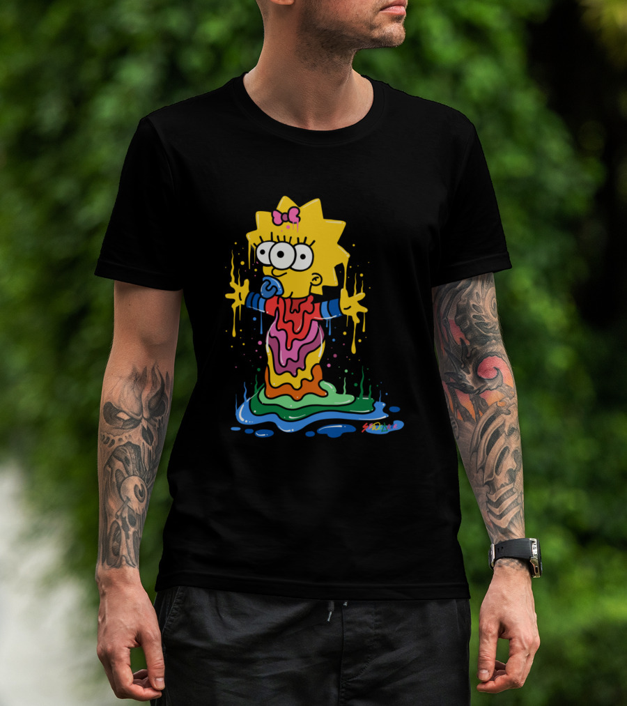 Melting Three Eyed Maggie Simpson Dripping Psychedelic Colors By Sh0ck9r T-Shirt