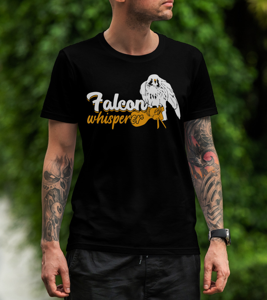 Falcon Whisperer Falconer’s Companion Bird Glove Emblem T-Shirt