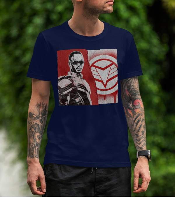Marvel Sam Wilson The Falcon And The Winter Soldier Red White Emblem T-Shirt