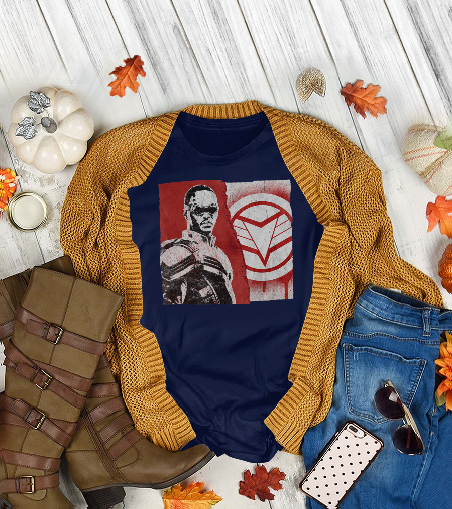 Marvel Sam Wilson The Falcon and The Winter Soldier Red White Emblem T-Shirt