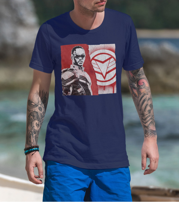 Marvel Sam Wilson The Falcon And The Winter Soldier Red White Emblem T-Shirt