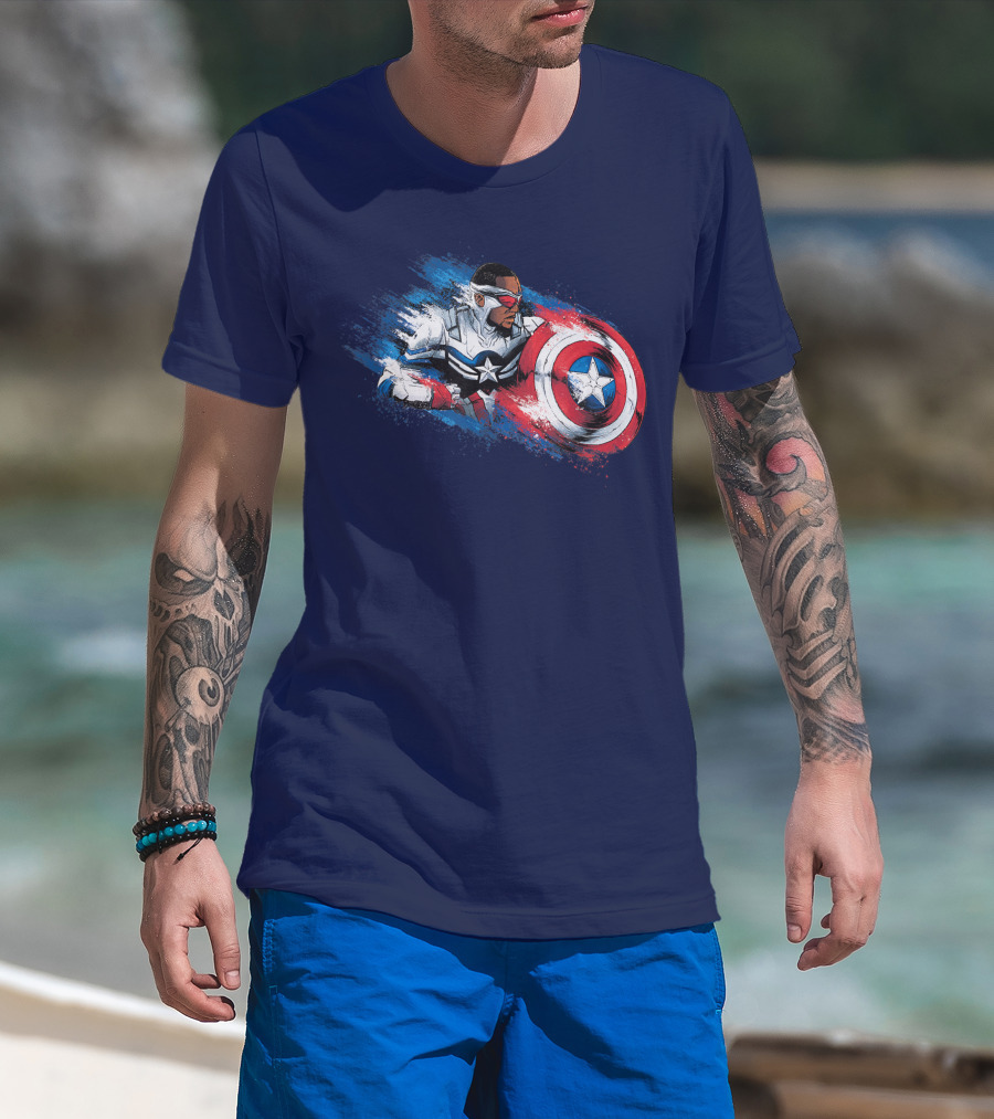 Marvel The Falcon Winter Soldier Captain America Shield Action T-Shirt