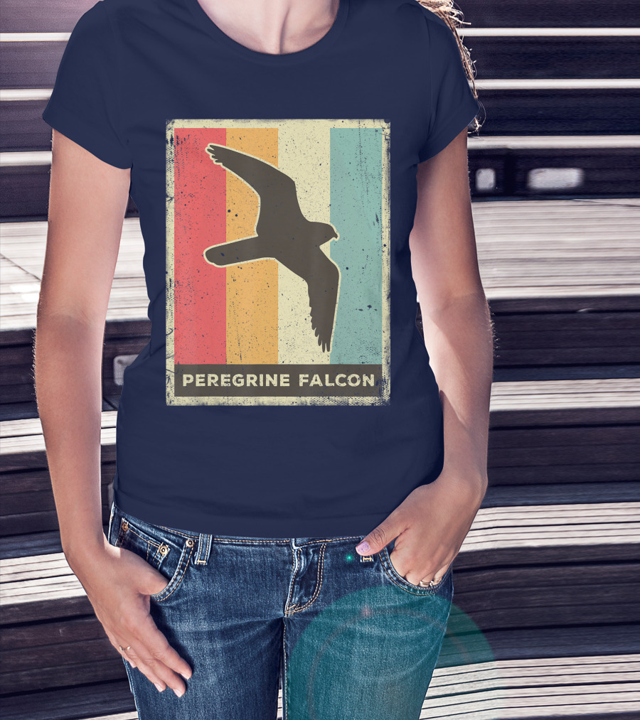 Peregrine Falcon Lover Vintage Animal Retro Stripes T-Shirt